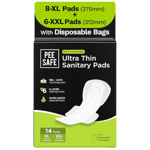 Image of Pee Safe Comfort Ultra Thin Sanitary Pads For Women (8 XL + 6 XXL) Dual Wings Rash Free Periods | Cottony Soft Sanitary Napkins For Ultra Comfort | Dual Wings | Toxin Free | Extra Long