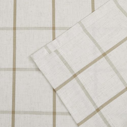 Vision Home Flax Linen Plaid Pinch Pleated Semi Sheer Curtains 60Wx102Lx2 - image 6