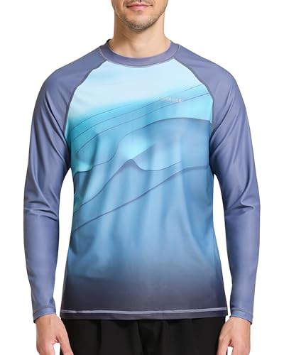 VAYAGER Men's Swim Shirt UPF 50+ UV Sun Protection Quick Dry Rash Guard Shirts Short Sleeve Surf Shirt Fishing Beach T-Shirt
