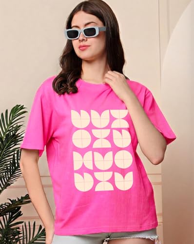 Image of Women's Half Sleeve Oversize Tshirt Graphic Printed Round Neck T-Shirts for Women