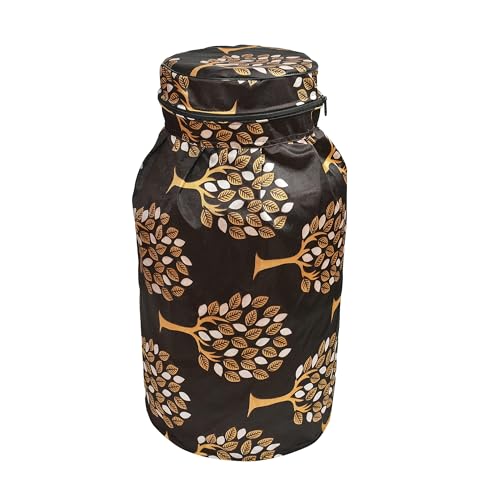 Image of Woah Cotton DustProof and Dustproof LPG Gas Cylinder Cover| Top Design Stain| Dust| DustProof PVC LPG Gas Cylinder Cover, Polyester Gas Tank Cover Fits StandardG (Pack of 1, Coffee Tree)