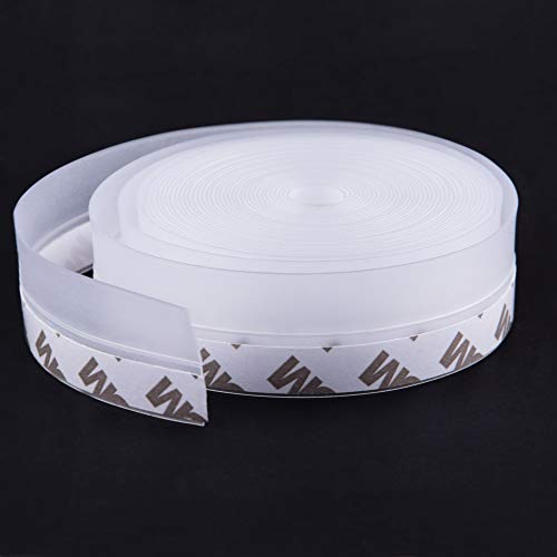 Warckon Door Weather Stripping,Silicone Seal Strip Adhesive for Doors and Windows Insulation Bottom and Side Gap,Transparent (25mm)