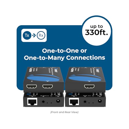 Image of OREI HDMI over Ethernet Extender Over CAT5 /CAT6 over IP one to many option, with IR Upto 330 Feet - Loop Out - 1080P Full HD Signal Distribution (HD-EXM330-K)
