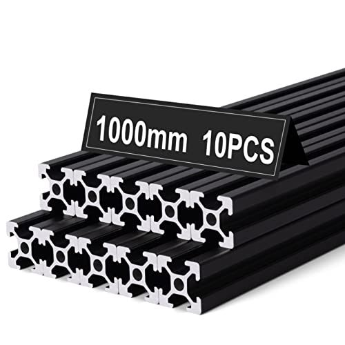 10PCS 1000mm Black T Type 2020 Aluminum Extrusion Profile European Standard Anodized Linear Rail Guide for 3D Printer Parts and CNC Machine