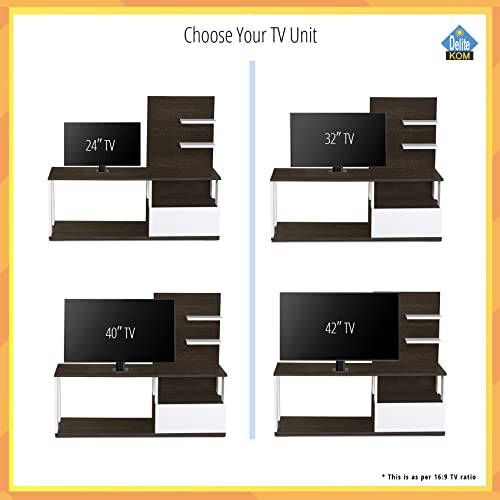 Image of DELITE KOM Elsa Engineered Wood TV Entertainment Unit (Finish Color - Flowery Wenge White, Knock Down) (39x120x100)