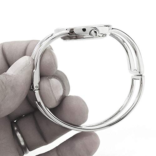 Stc STC06 Silver Round Face Metal Double Band Fashion Women'S Bangle Cuff Watch thumb #5