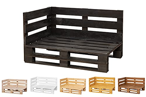 Canapé / fauteuil en palettes neuves poncées et brossées intérieur / extérieur pour patio (120 x 60 cm, ébène)