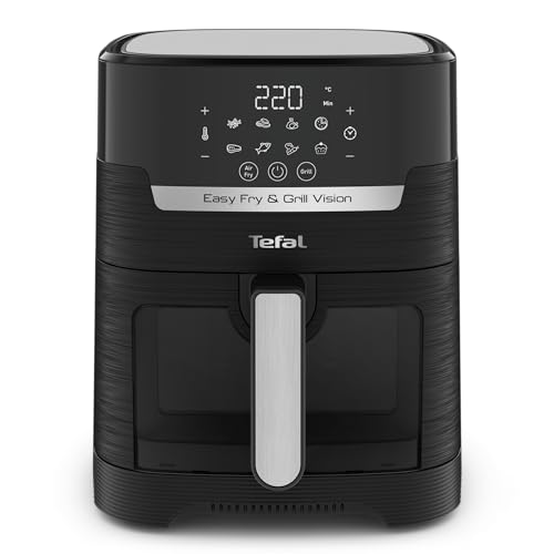 Tefal EY5068 Easy Fry & Grill Vision heteluchtfriteuse met kijkvenster zwart, gezond koken, touchscreen, 8 automatische programma's, snel, kijkvenster, heteluchtfriteuse, digitaal receptenboek