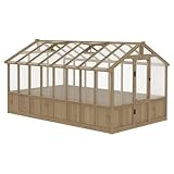 BlueWish 8x16FT Wood Greenhouse, Greenhouses with Cedar Frame, 6MM Thick Polycarbonate Panel, Wooden Green House with Adjustable Vent, Greenhouse for Outdoor, Patio, Garden, Backyard