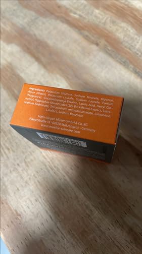 Image of MUHLE Sea Buckthorn Shaving Soap for Men, Classic Lather, Fresh Scent, 65 g | Sea Buckthorn with lime and orange notes; dense creamy foam prepares beard hair for wet shaving, created for every skin type.