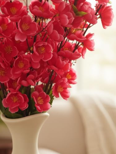 Image of ARTSY Artificial Flowers Bunch for Decoration Cherry Blossom, Ideal for vase, Home, Office Decor, Gifts, Craft, Artificial Plants for Decoration, Without vase, Maroon, Combo, 2 Piece, 55 cm Height |