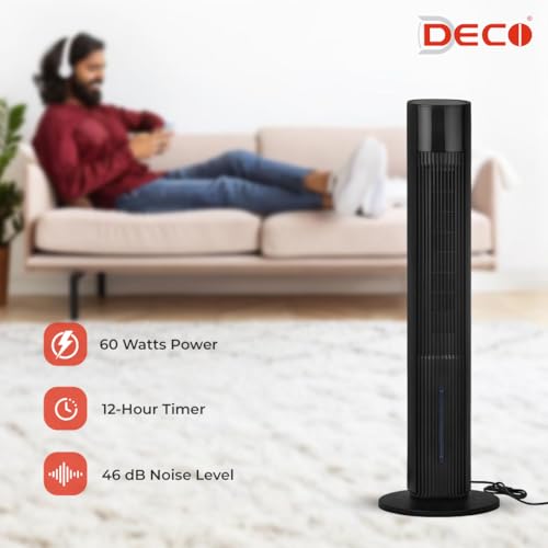 Image of Deco 4 L Slimest Tower Air Cooler with Remote (Black, Eleganze)