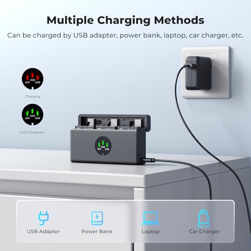 Image of K&F Concept 3-Pack Action 6 Battery with Upgraded OSMO Action 5 Pro Battery Charger Compatible with DJI OSMO Action 6, Action 5 Pro, Action 4, Action 3, OSMO 360 Cameras