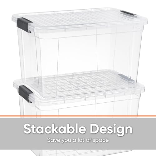 Image of Superio 14.7 Quart Clear Plastic Storage Boxes with Lids, Stackable Organizer Containers, BPA-Free Storage Bins for Home, Office, School & Dorm, 3 Pack