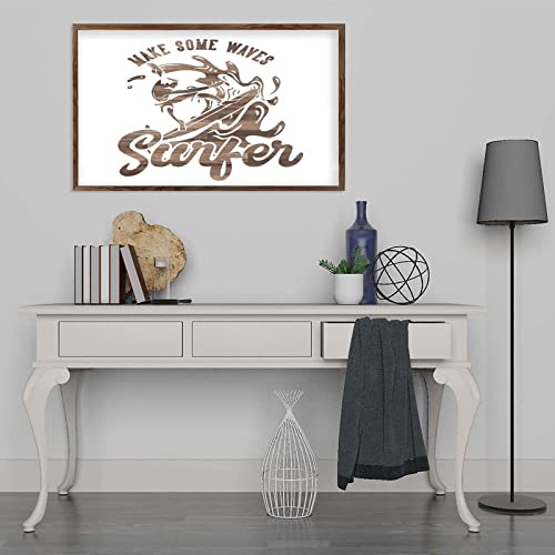 Plaque murale encadrée en bois déco maison ferme 30x55