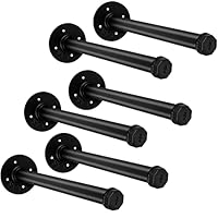 6 Pcs 12 Inch Industrial Pipe Clothes Bar, Pipe Clothing Rack for Hanging Clothes, Wall Mounted Clothes Rack, Wall Clothes Rods, Face Out Pipe Racks for Retail Boutique Display