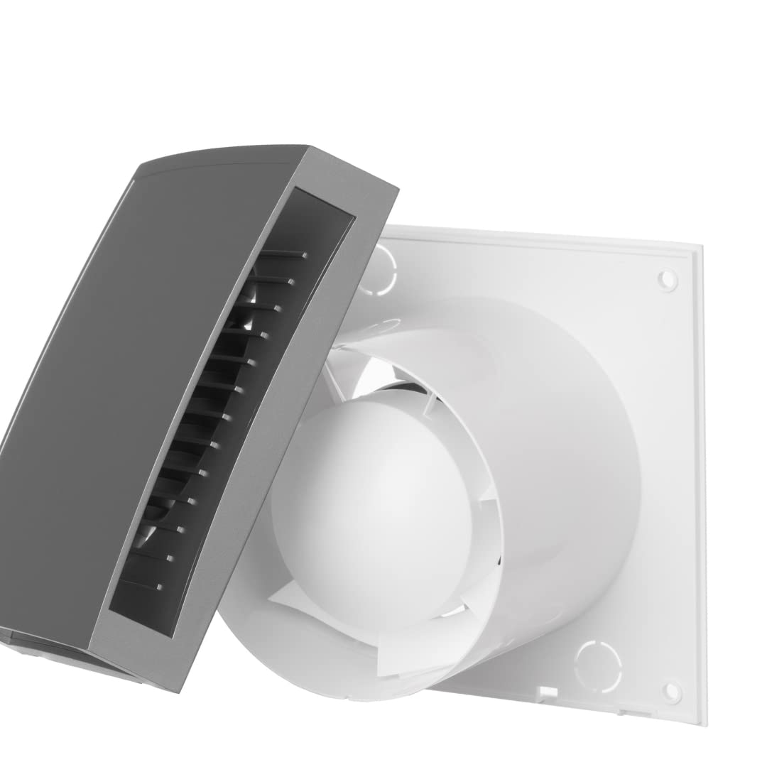 EUROPLAST Ø 100mm Extractor de Baño - Extractor de Aire Silencioso Plata - Ventilador de Pared para Cocina, Garaje, WC