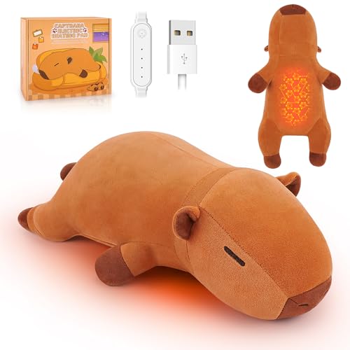 Capybara Heating Pad for Cramps & Menstrual Pain Relief Cute Stuffed Animal Electric Heating Pad USB Powered Heated Stuffed Animals 14Portable Plush for Neck/Back/Shoulder Gift for Women Wife Girls