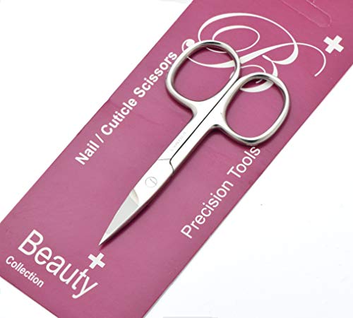 Forbici per unghie per donne e uomini, per manicure, pedicure, cura dei capelli e della barba, professionale in acciaio inox, dritto, curvo, punta a freccia, per unghie e cuticole, 9 cm