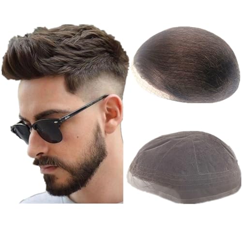 N.L.W. human hair system for men with HD soft Super Swiss lace 10x8 base size hair prosthesis hair patch units implant for mens toupee hair pieces in #2 Dark brown color
