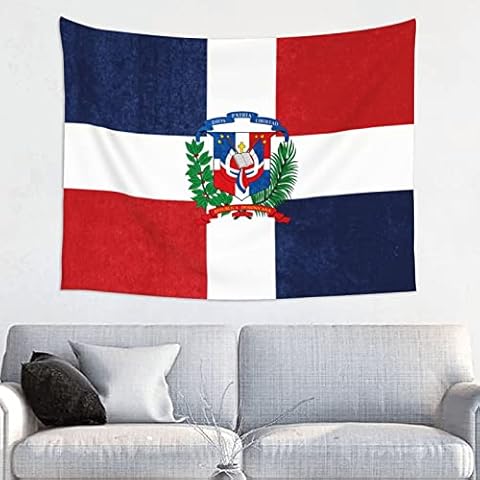 DARLEKS Wall Tapestry Dominican Republic Flag Tapestry Wall Hanging Home Decor Extra Large Tablecloths 29x37 Inches For Bedroom Living Room Dorm Room Cover