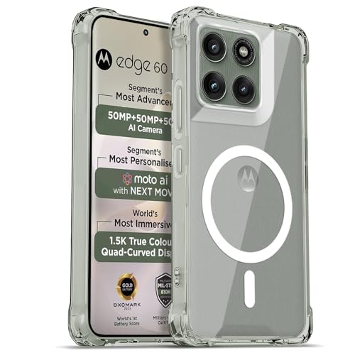 Image of AESTMO Clear Back Cover for Moto Edge 60 Pro 5G | 360 Protection | Transparent Back Cover for Moto Edge 60 Pro 5G (PC + TPU, Compatible with MagSafe Accessories, Transparent Bumper)