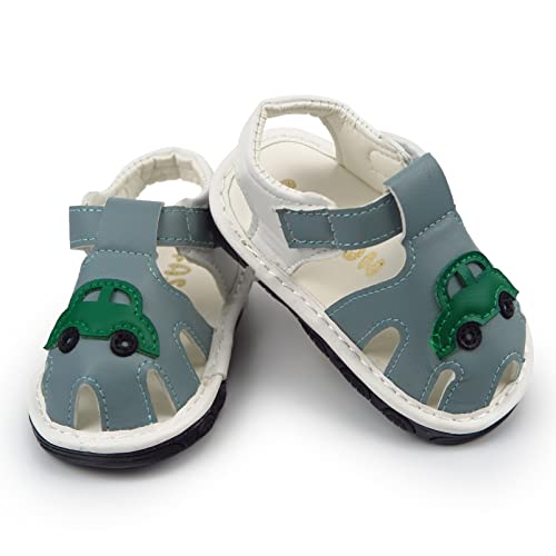 Image of WILLFUN Baby Boy Girl Summer Infant Squeaky Sandals Premium Rubber Sole Closed-Toe Non-Slip Shoes Toddler First Walkers