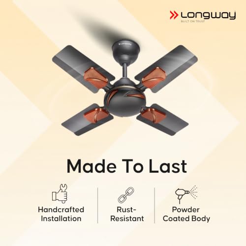 Image of LONGWAY Creta P1 600 mm /24 inch Ultra High Speed 4 Blade Anti-Dust Decorative Star Rated Ceiling Fan 2 Years Warranty (Smoked Brown, Pack of 1)