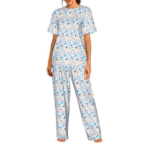Pyjama de hockey pour femme : ensemble court imprimé doux