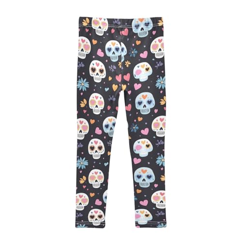 Colorful Heart Maxican Skull Girls Casual Leggings for Kids Printed Long Pant Bottoms Stretch and Soft2