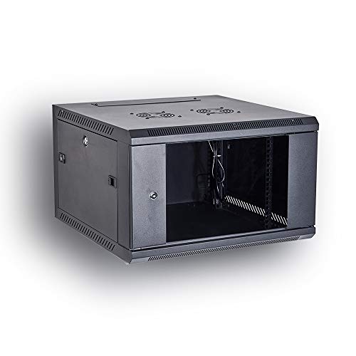 KENUCO [Fully Assembled + Fan Included] Professional Wall Mount Network Server Cabinet Enclosure 19-Inch Server Network Rack Black (6U)