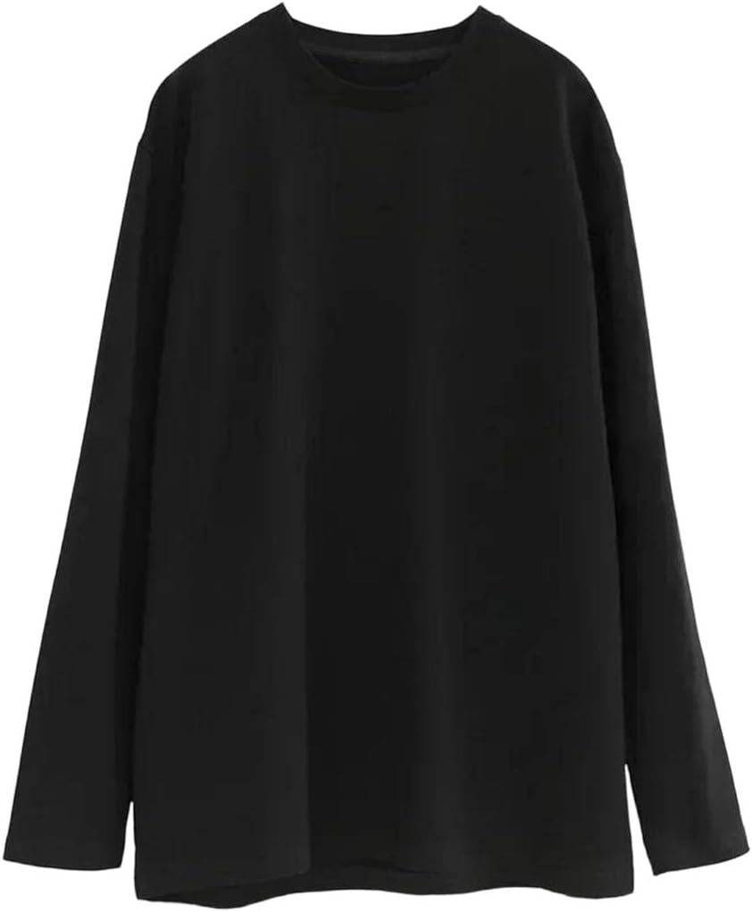 Women's Solid Color Loose Long Sleeve T-Shirt O-Neck Basic Top Bottomed Shirt Leisure Woman