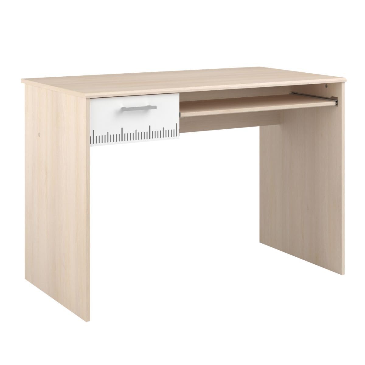 Bureau aspect bois CHARLINE table de travail avec tiroir et tablette