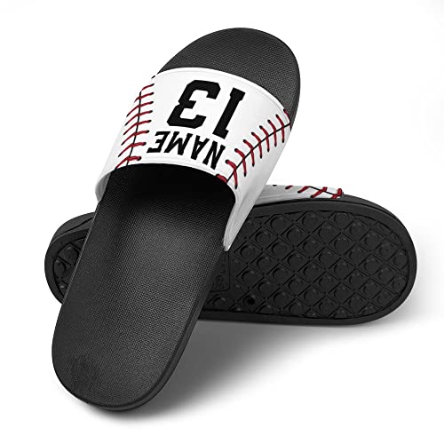 Custom Sports Slides Personalized Slippers Sandals Softball Baseball Red Lace Baseball Quick Drying Slippers Indoor Outdoor，Gift for Men Youth Boy3