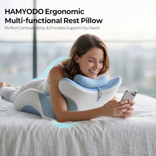 27° Angled Wedge Pillow, Support for Neck Back Waist(Sky Blue & White) - image 2