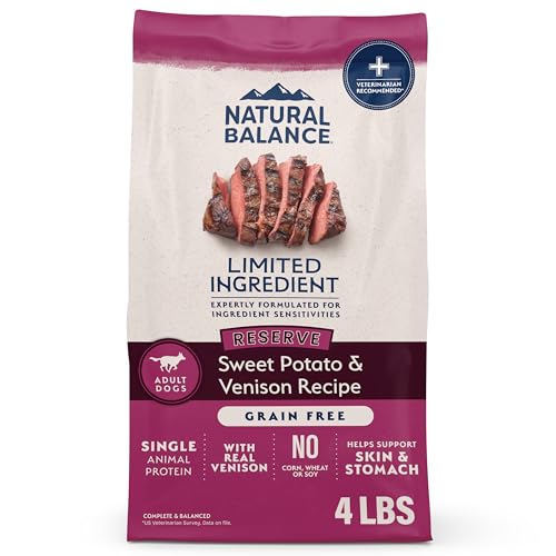 Natural Balance Limited Ingredient Adult Grain-Free Dry Dog Food, Reserve Sweet Potato & Venison Recipe, 4 Pound (Pack of 1)