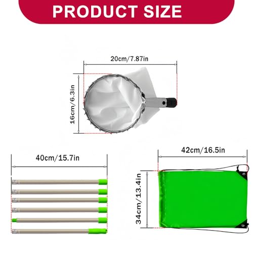 YANGUN Apple Picker with Telescopic Handle, Fruit Picker Tool with Stainless Steel Connecting Pole and Fabric Bag - Image 2
