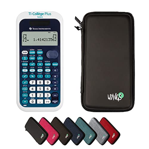 TI-Collège Plus Solaire avec Housse de Protection WYNGS incluse Noir - Calculatrice Scientifique - Pack de Base