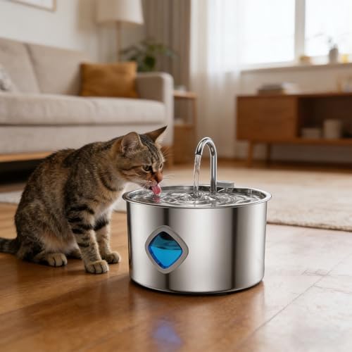 Fuente de agua automática para mascotas acero inoxidable 3.2L miniatura 4