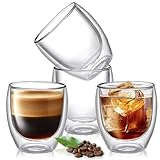 Syzplnwy Set mit 4 doppelwandigen Glas-Kaffeetassen, 150 ml, Borosilikatglasbecher mit isolierter...