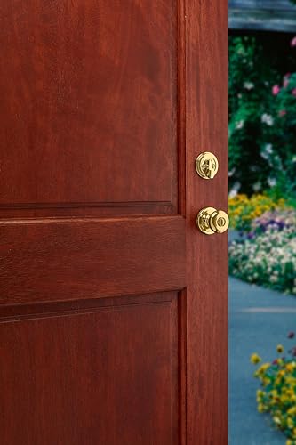 Kwikset Montara Front Door Lock Handle and Deadbolt Set, Entry Handleset Exterior with Interior Door Knob, Polished Brass, Pick Resistant SmartKey Rekey Deadbolt Security - image 6
