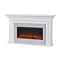 Real Flame Sonia 69" Landscape Electric Fireplace with Mantel for Living Room or Bedroom, Replaceable Fireplace Insert Heater, Realistic Log and Flame Effect, Remote Control, Timer, White