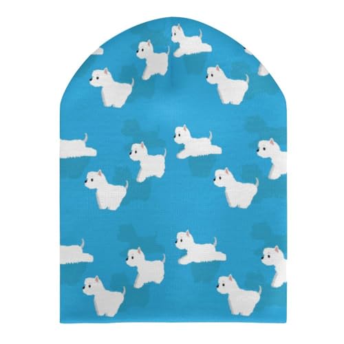 Westie Dogs Pattern Kids Beanie Hat for for Girls Boys Children Cap Winter Knitted Chemo Cancer Headwear Accessories Gifts Decoration Black3