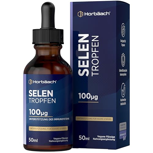 Selen Tropfen 100µg | 50ml | Hochdosiertes Natriumselenit | Vegan & Flüssig | Selenium Liquid Drops | Horbaach