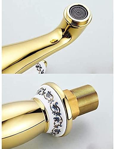 Image of BASSINO Small Size Brass Bathroom Sink Wash Basin Mixer Tap Single Handle Hot & Cold Waterfall Lavatory Sink Faucet for Living Room & Bathrooms (Gold)