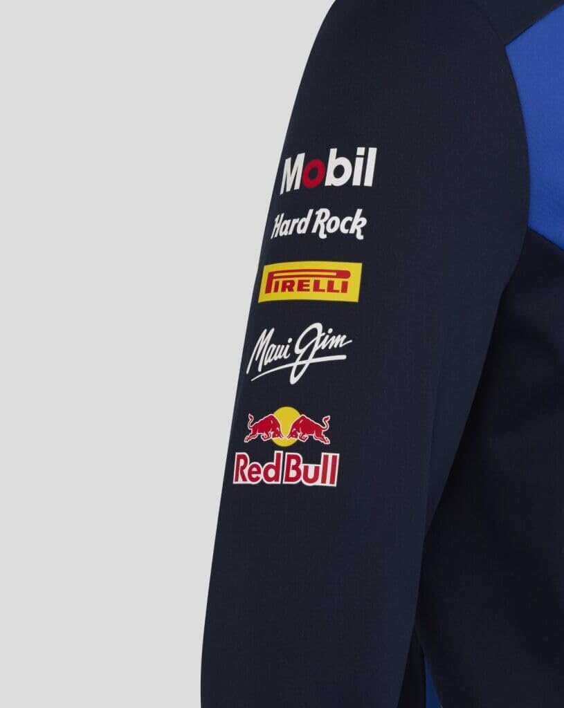 Red Bull Racing F1 Team, producto oficial de la Castore 2026, chaqueta softshell con cremallera completa, cielo nocturno y azul Racing