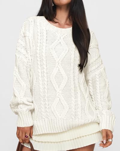 BTFBM Casual Women Long Sleeve Sweater 2025 Fall Ribbed Knit Pullover Loose Crewneck Cable Sweater Jumper Tops