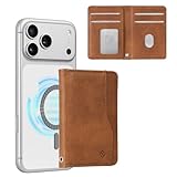 FINPAC for MagSafe Wallet, Stronger Magnetic RFID Blocking Minimalist Phone Wallet for iPhone, Galaxy, Pixel, MagSafe Compatible Card Case, Detachable Bifold for Men & Women, Brown