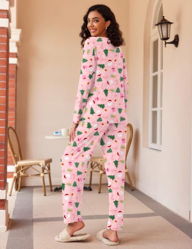 Ekouaer Women's 2 Pack Pajama Sets Long Sleeve Lounge Set Soft Comfy Pjs - image 2