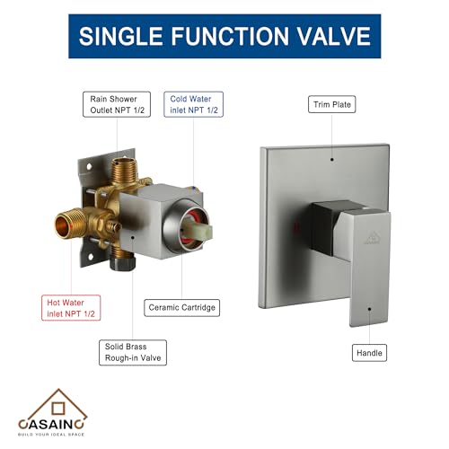 CASAINC 10 Inch Square Shower Head - Wall Mount 1-Spray Pattern Faucet with 2.5 GPM Flow Rate Brushed Nickel (Valve Included) by CASAINC - Used condition - Image 6